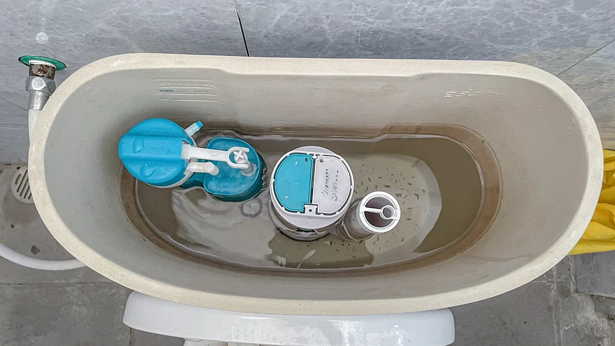Toilet tank not filling with water due to an issue inside the tank