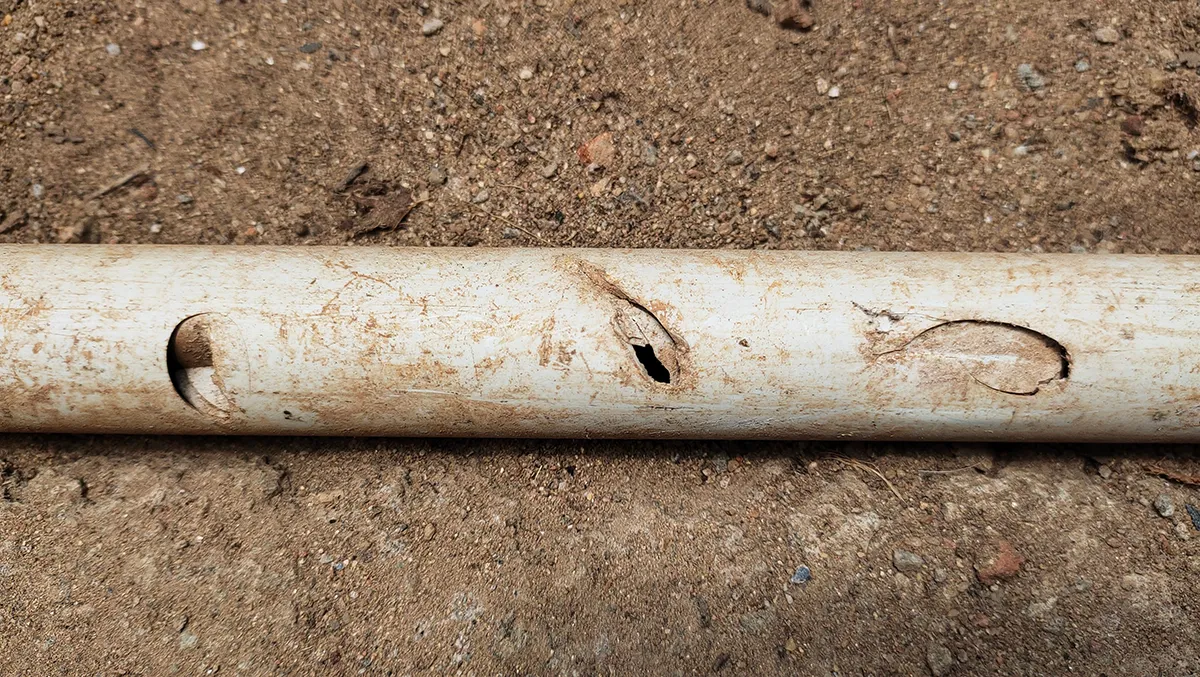 PVC pipe cracked under house in Gaffney with visible pipe damage