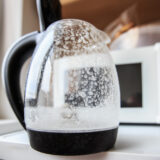 Hard water spots on a glass coffee pot